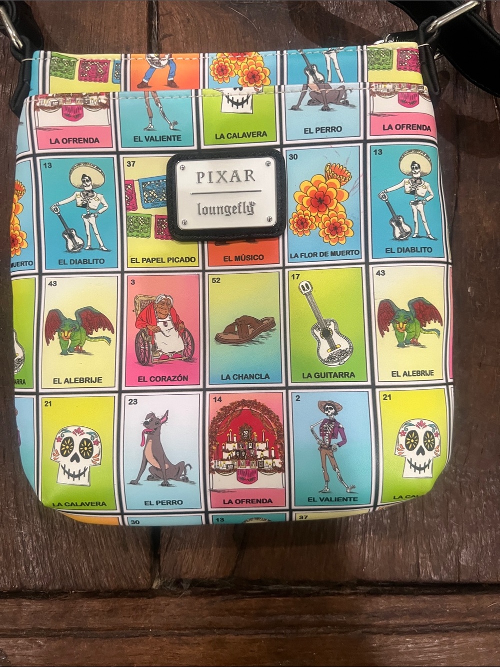 Loungefly Pixar Multicolor Lotería Crossbody Bag